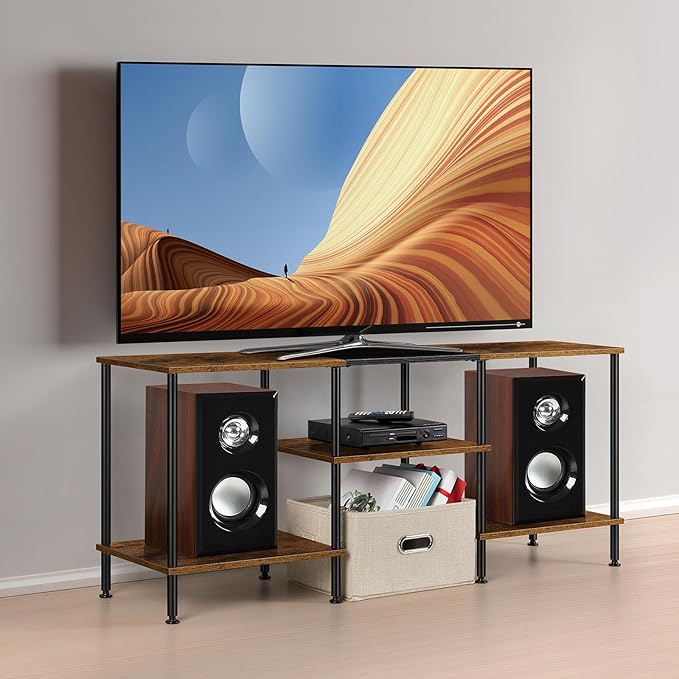 50 inch TV Stand for Bedroom Rustic Brown TV Entertainment Center by Luplom