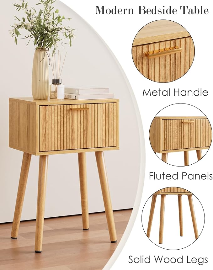 Night Stand Set 2, Oak Nightstand - Image 6
