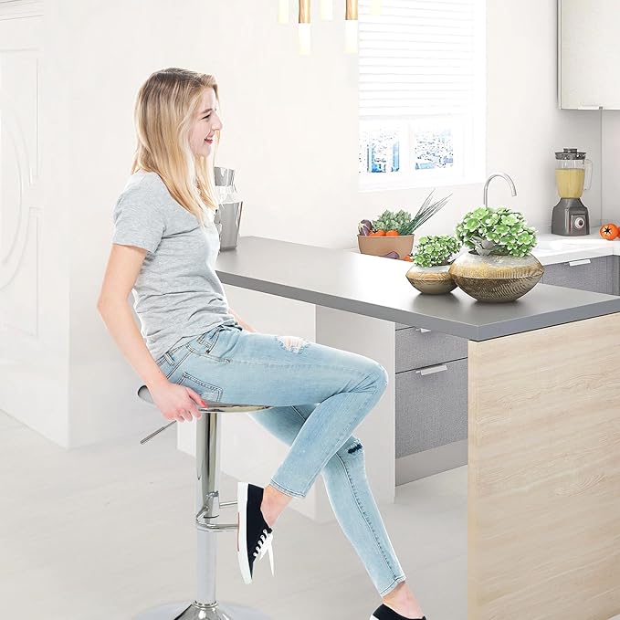 CAROLMADE Bar Stools Set of 2, Adjustable Metal Bar stools Swivel Counter - Image 2