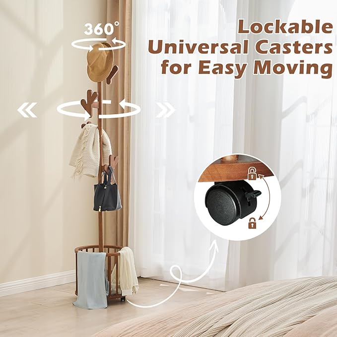CozyDH Solid Wood Coat Rack Freestanding - Image 3