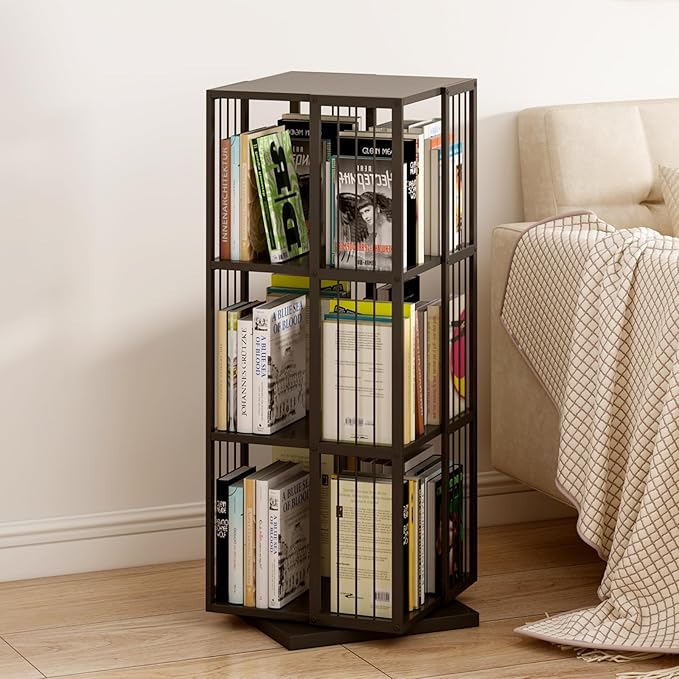 Square Rotating Bookshelf Tower by OSCHF