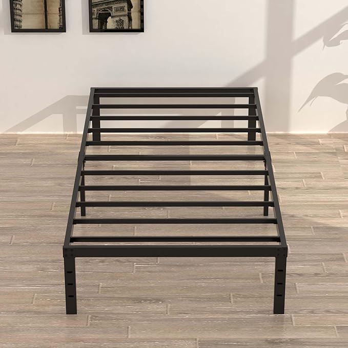 16 Inch Narrow Twin Bed Frame 30x75 No Box Spring Needed, Metal Platform 75x30 by Upcanso