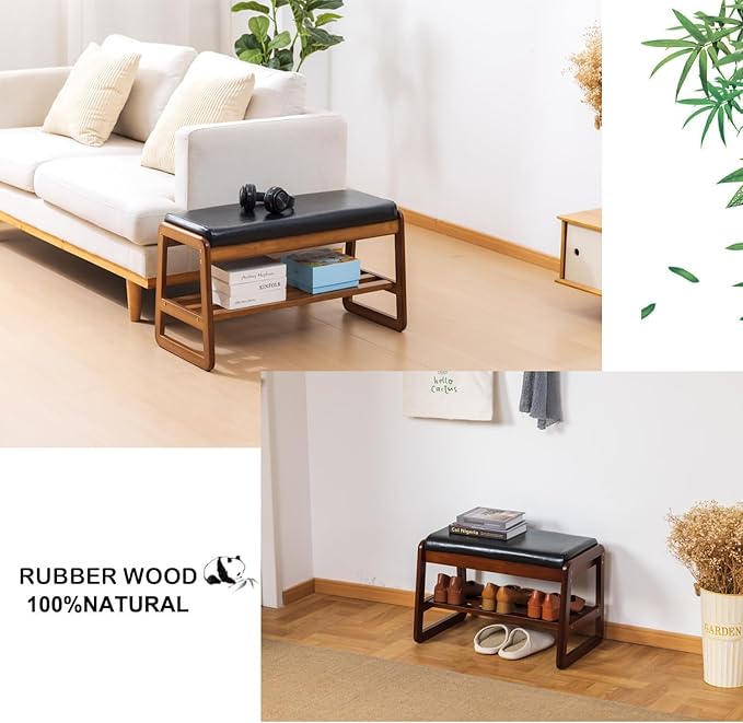 latifolia Solid Wood Bench, Entryway Shoe Bench - Image 5