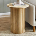 Solid Wood End Table Round 16.93" D, Wooden Accent Drum End Table, Unique Oak by THKSHOUZVintageFurniture