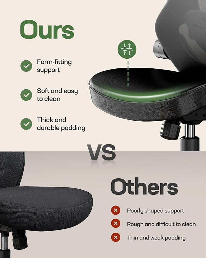 Marsail Office Chair Ergonomic Desk Chair, 360°Swivel Mesh Back Wide Computer - Image 6