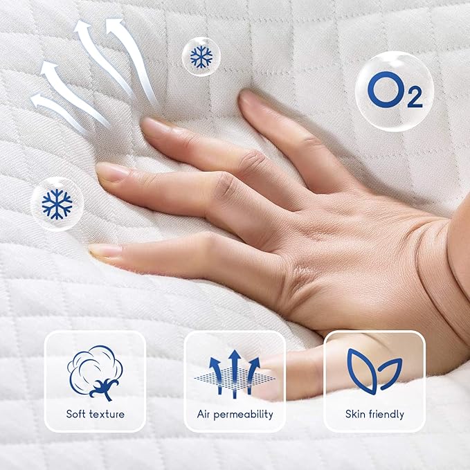 FDW | 6 Inch Twin Mattress | Medium Firm | Gel Memory Foam Mattress | White | - Image 5