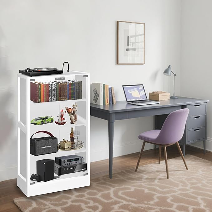 4-Tier Media Cabinet with LED Lighting, Audio/Video Stand Featuring Built-in - Image 5