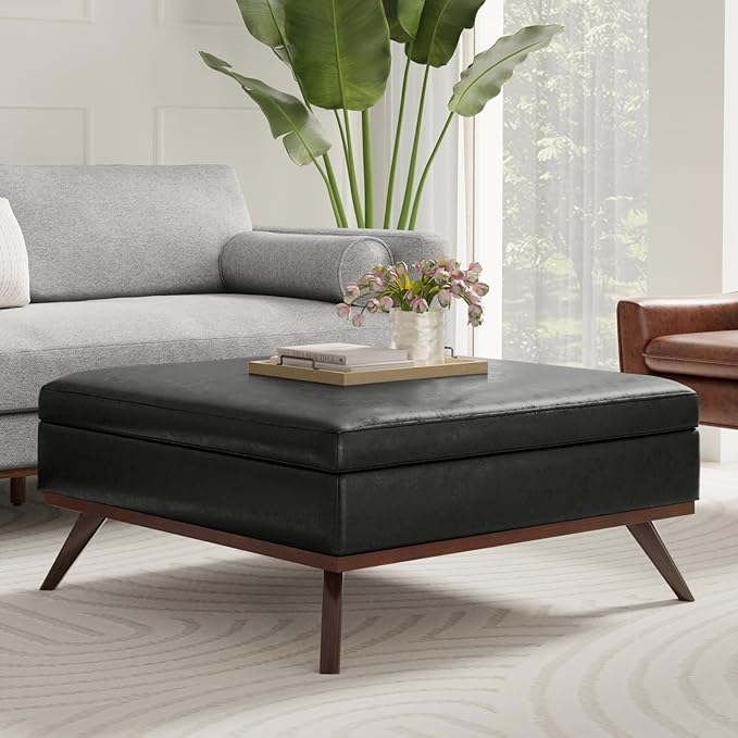 SIMPLIHOME Owen 40 inch Wide Mid Century Modern Square XL Coffee Table Storage - Image 2