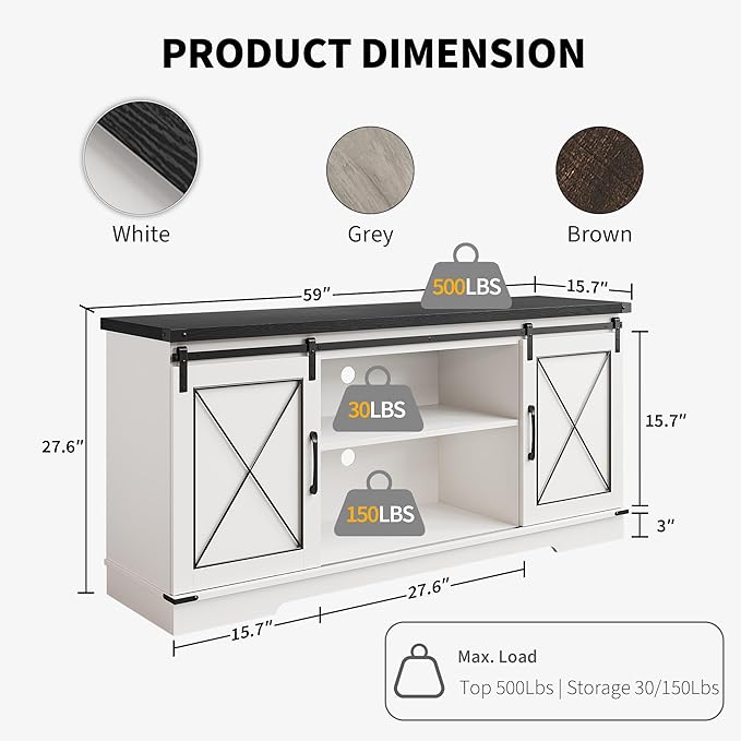 CABIHOME Farmhouse TV Stand and Entertainment Center - Image 2