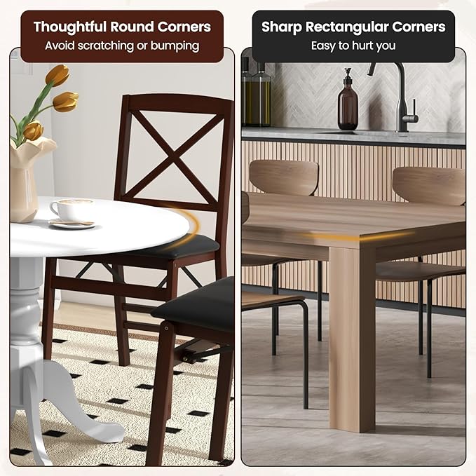 COSTWAY Round Dining Table for 4, 39-inch Wooden Kitchen Table - Image 5