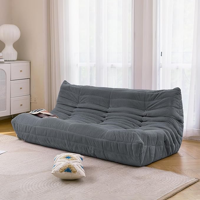 N&V Fireside Three Seater Sofa, Mid Century Armless Twin Size Floor Sofa by NV