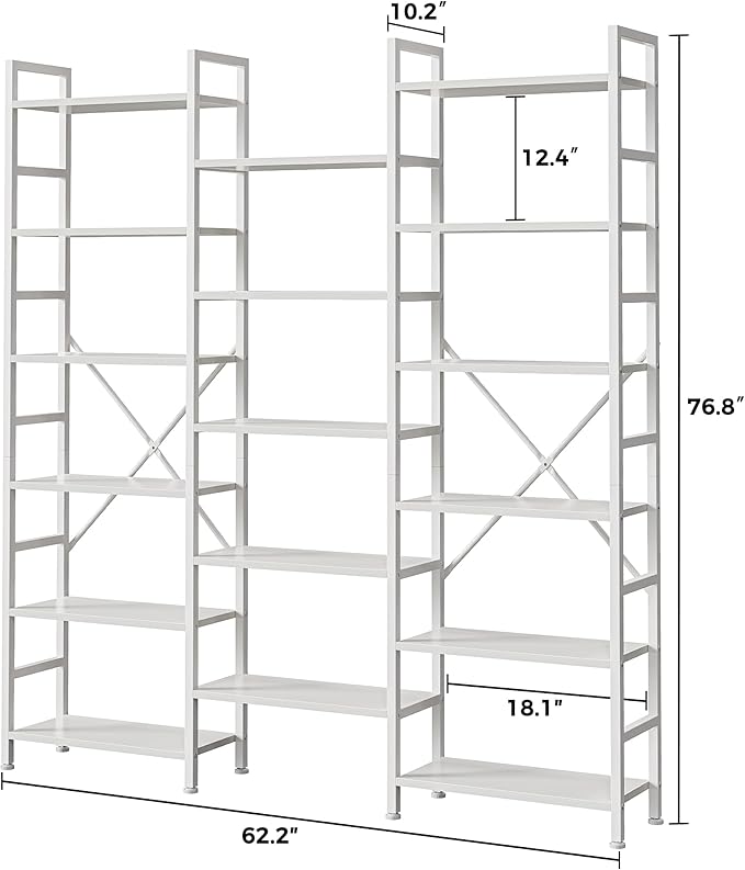 SUPERJARE Triple 6 Tier Bookshelf, Bookcase - Image 3