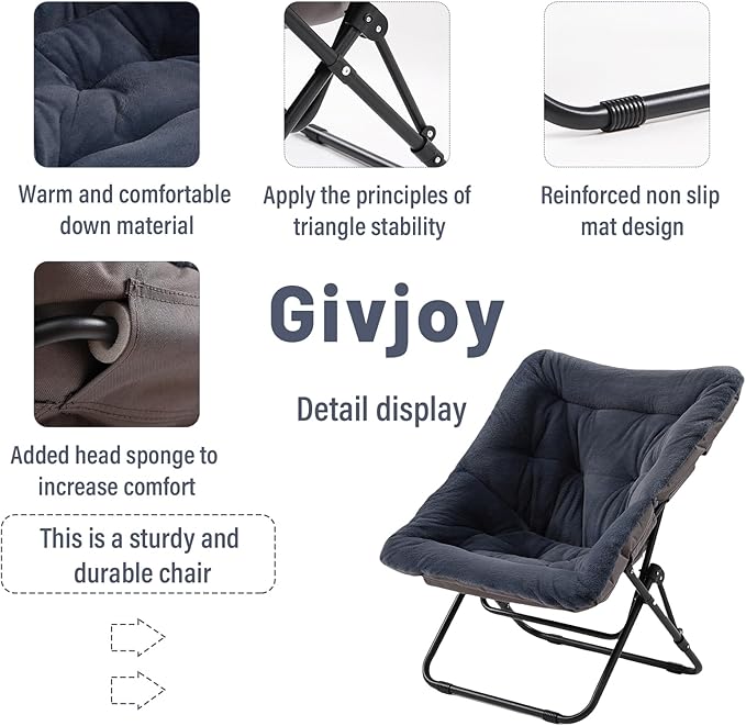 Comfy Folded Chair, Soft Faux Fur Oversized Folding Chair, Flexible Lounge Lazy - Image 4