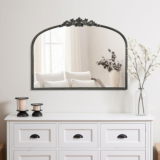 WallBeyond Black Antique Arched Vintage Wall Mirror, 24x32 Inch, Iron Frame - Image 4
