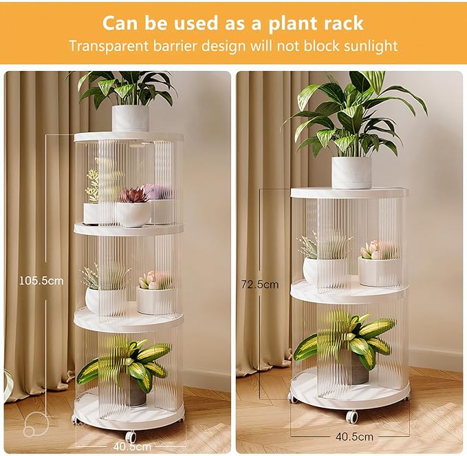 Rotating Bookshelf, 360°Display Spinning Bookshelf, 2 Tiers Moveable White - Image 7