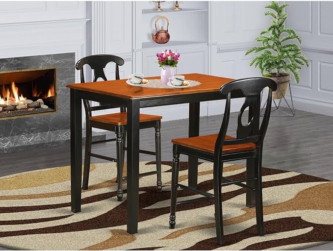 East West Furniture YAKE3-BLK-W 3 Piece Kitchen Counter Set - Image 6
