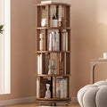 Solid Wood Rotating Bookshelf on Wheels, 4 Tier, Round Revolving Bookcase by Muwuele