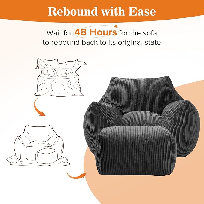 Big Bean Bag Chair for Adults & Kids, Ultra Soft Living Room Bean Bag - Image 6