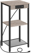 HOOBRO Tall End Table with Charging Station, 30 Inch Tall Nightstand, 3-Tier by HOOBRO
