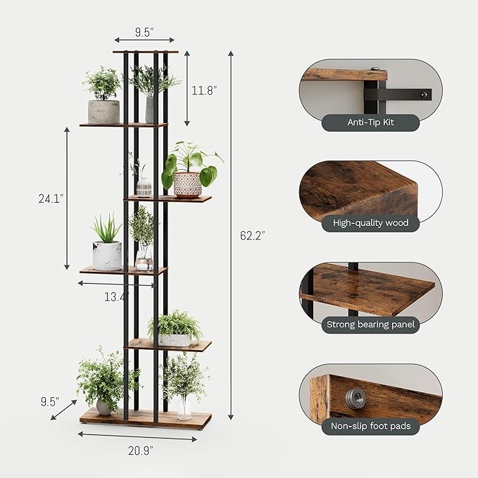 Bookshelf，Small Bookcase for Small Space，6-Tier Bookshelf for Living Room - Image 2