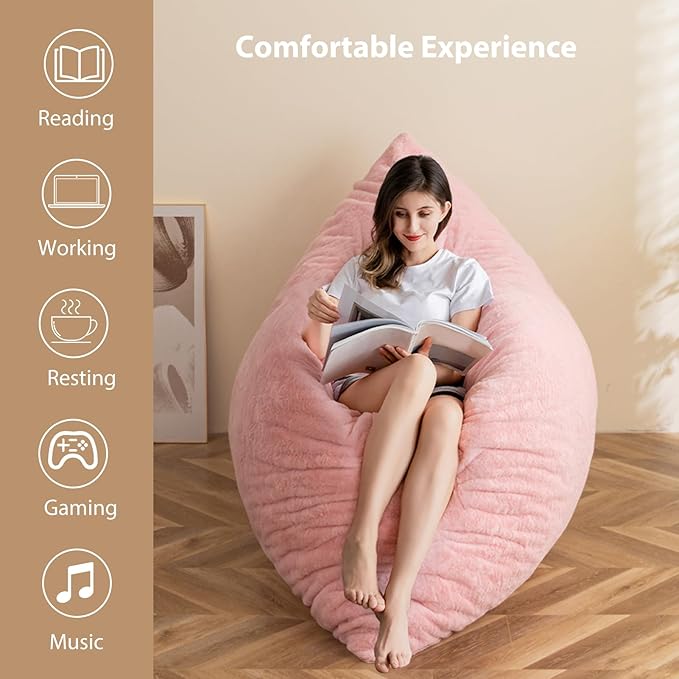 BYBYME 3 in 1 Bean Bag Chair, Convertible Chair Folds from Bean Bag to Lounger - Image 7