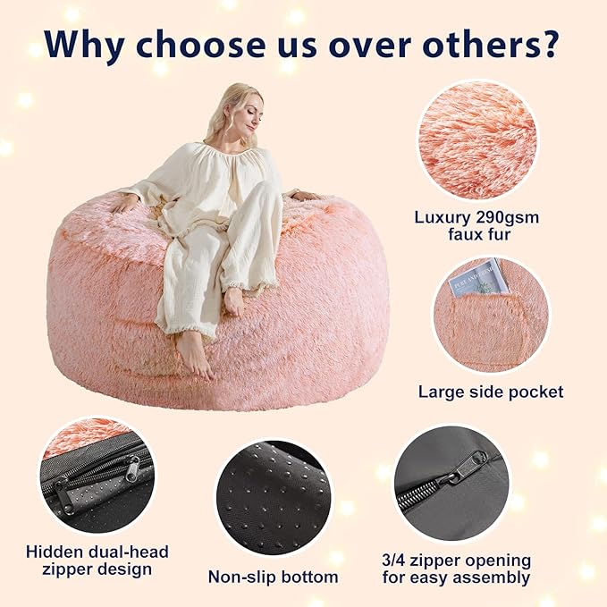 Giant Bean Bag Chair Cover, Bean Bag Couch Cover Without Filler Included - Image 4