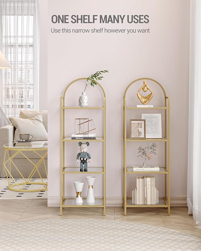 Bookcase Bookshelf, Tempered Glass Bookshelves, Slim Shelving Unit - Image 3