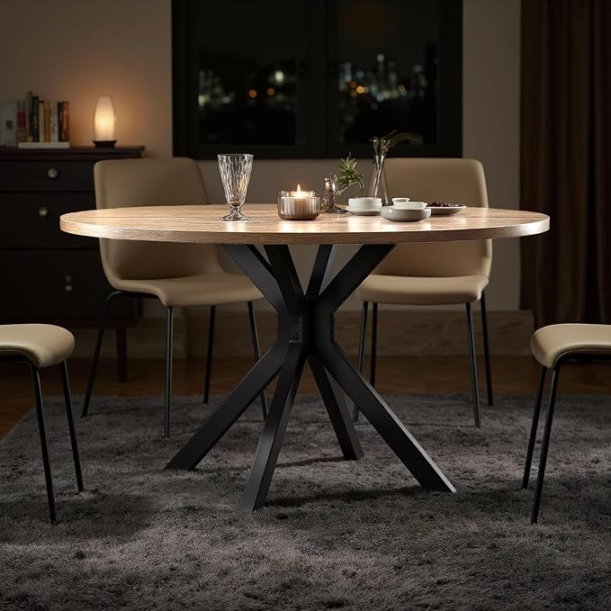 47 Inch Round Dining Table for 4, Modern Round Dinner Table Small Mid Century - Image 4