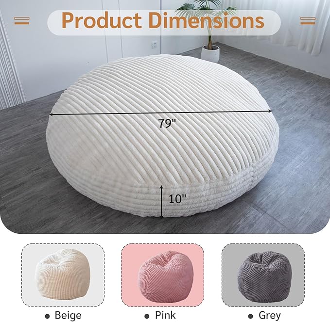 BYBYME 3 in 1 Bean Bag Chairs, Bean Bag Bed - Image 2