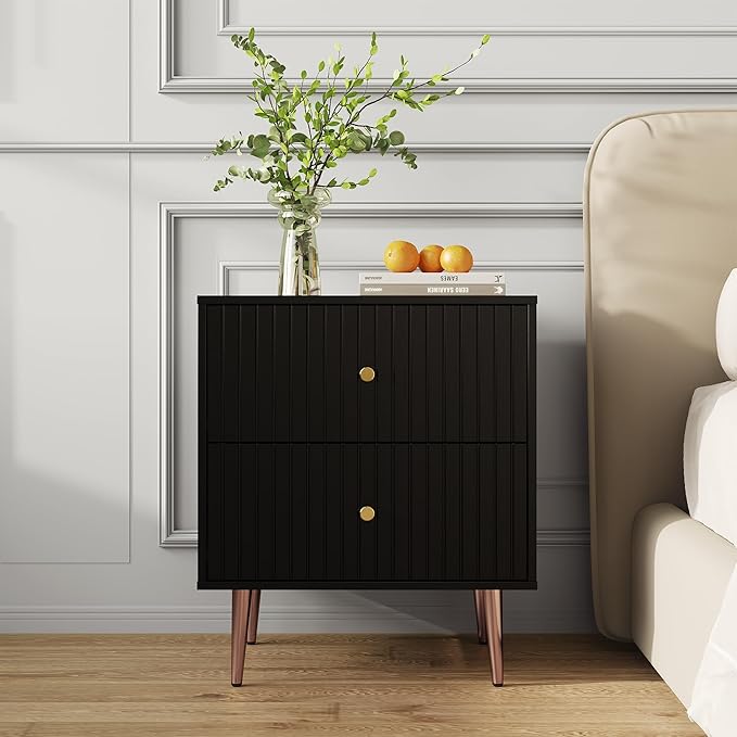 Black Night Stand Set 2, Modern Bedside Table - Image 6