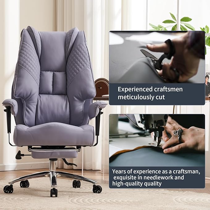 Big and Tall Office Chair 400lbs Wide Seat, Leather High Back Executive Office - Image 7