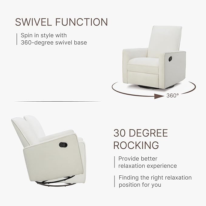 Upholstered Recliner Swivel Glider Nursery Chair Reclining Performance Fabric - Image 6