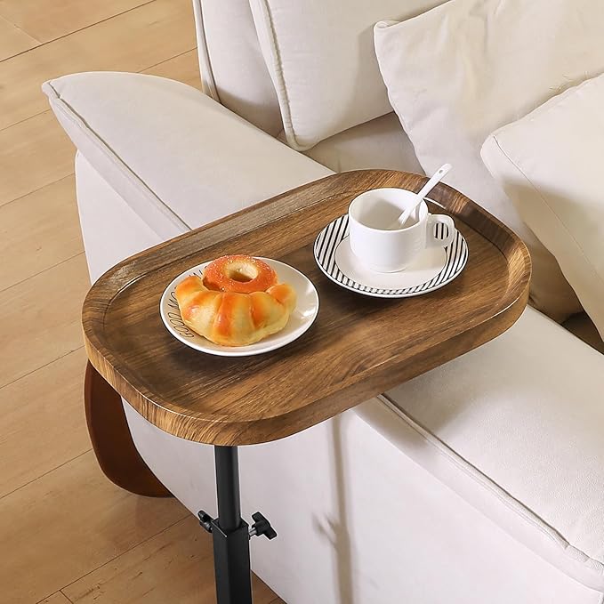 360° Swivel TV Tray Table for Dinner, Adjustable Small Bedside Table - Image 6