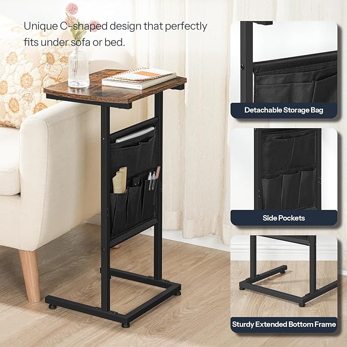 HOOBRO C Shaped End Table Set of 2, Small Side Table - Image 4