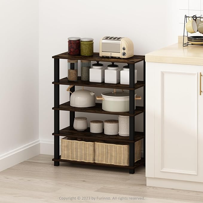 Furinno Turn-S-Tube 3-Tier Multipurpose Stackable Standing Shelves, Amber - Image 2