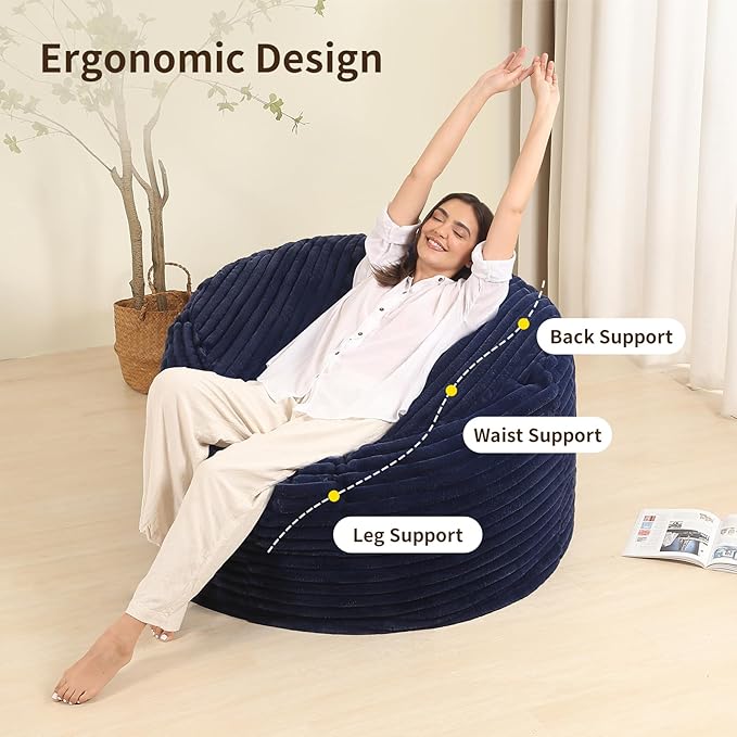 Memory Foam Bean Bag Chair for Adults/Teens, Bean Bag Sofa - Image 3