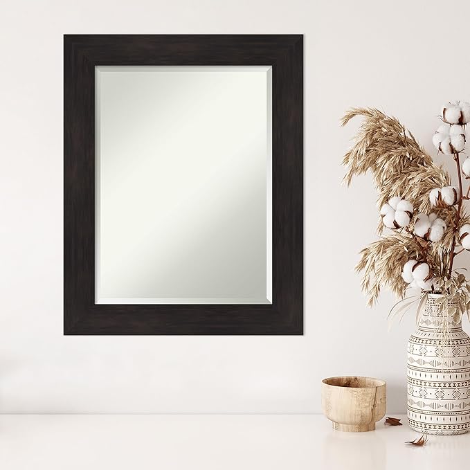 Amanti Art Brown Wall Mirror 30x24 Furniture Espresso Rectangle Bathroom Mirror - Image 5