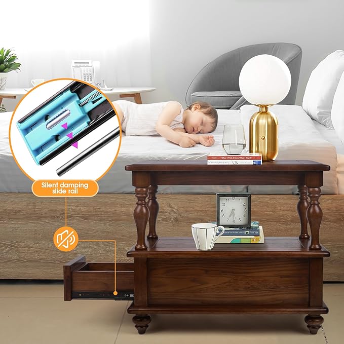 Narrow End Table with 1 Drawer and 2 Hidden Compartments - Image 6