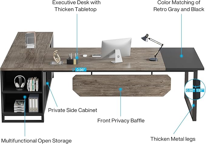 Tribesigns 70.8" Executive Desk - Image 3