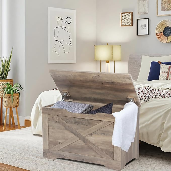 Storage Chest, Wooden Storage Bench, Entryway Shoes Bench - Image 2