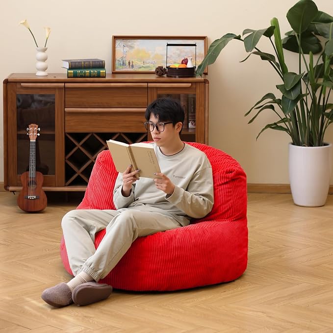 N&V Large Crescent Bean Bag Chair, Adult Size Bean Bag Sack, Foam Filling - Image 3