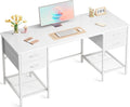 Huuger 55 Inch White Desk with 4 Drawers, Vanity Desk with Mesh Shelf by Huuger