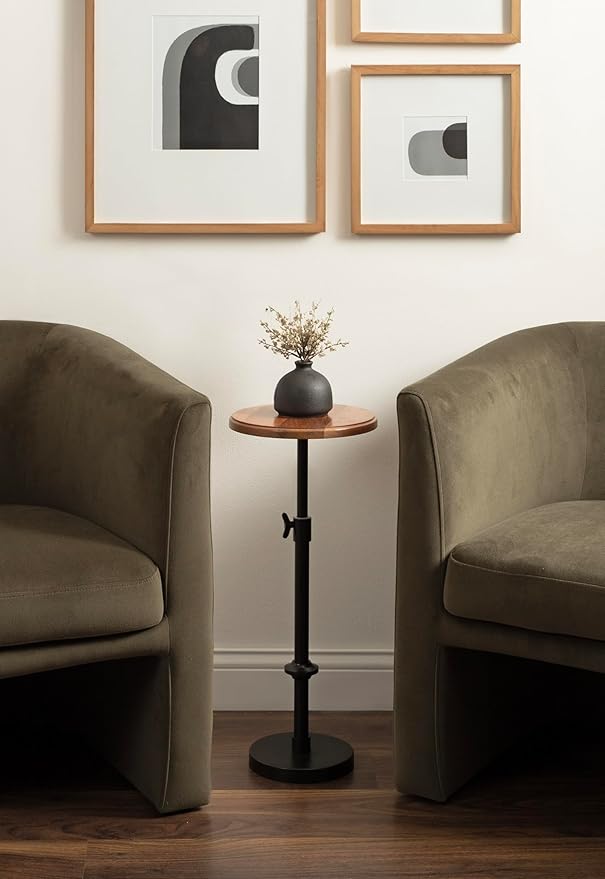 Kate and Laurel Engles Modern Adjustable-Height Pedestal Drink Table; 10 x 10 x - Image 2
