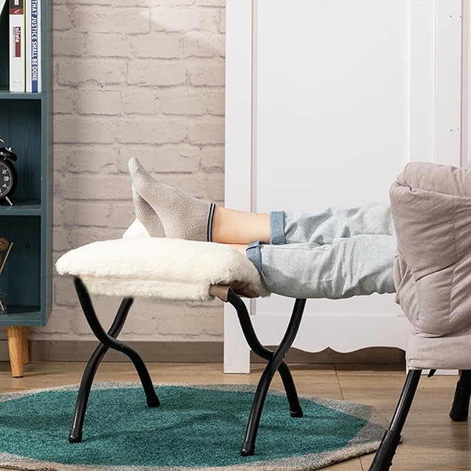 HollyHOME 15" Folding Footrest Stool, Upholstered Small Foldable Ottoman - Image 9