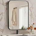 Matte Black Mirror, Metal Frame Rectangle Corner Vanity Mirror, Wall Mounted by JENBELY