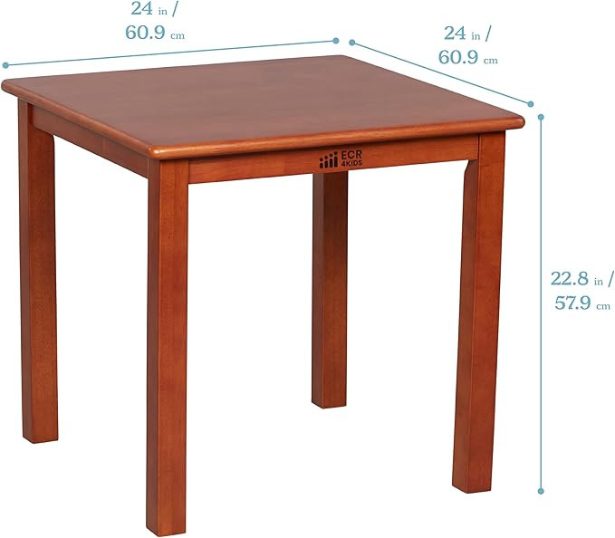 ECR4Kids 24in x 24in Hardwood Table and Chair Set, 12in Seat Height, Kids - Image 2