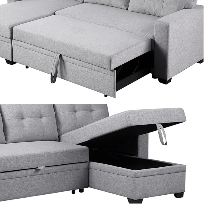 L-Shape Sofa Bed, Pull Out Sleeper Sofa - Image 3