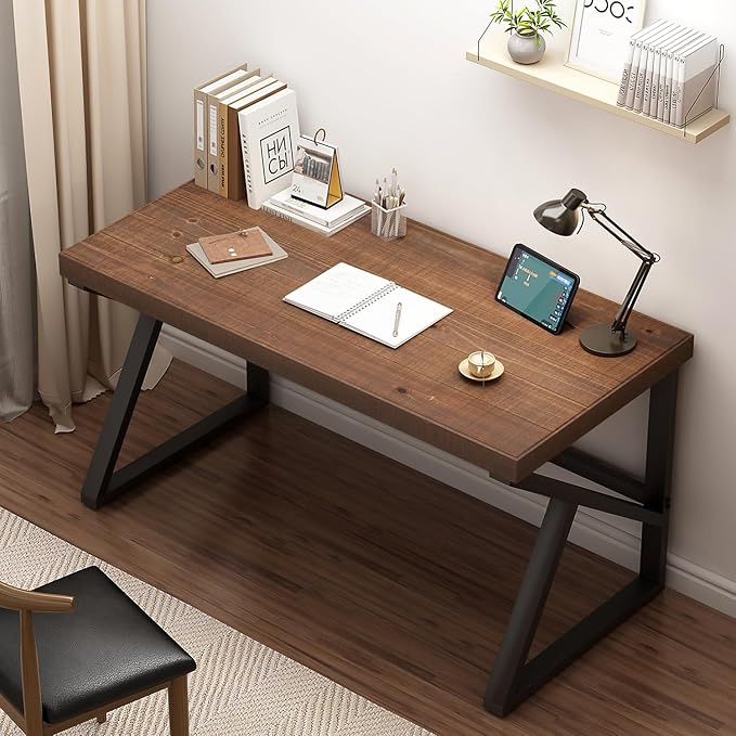 IBF Natural Real Wood Desk, Minimalist 47” Solid Wood Computer Desk, Rustic Desk - Image 6