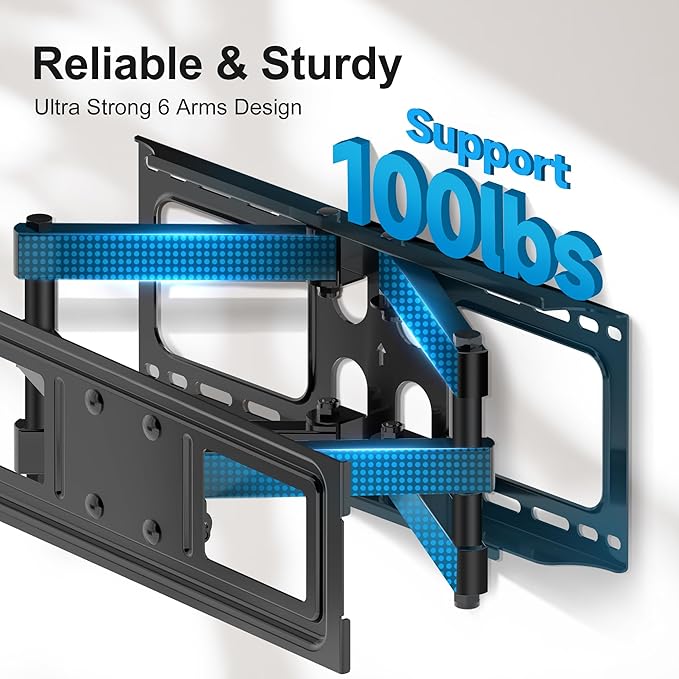 Full Motion TV Wall Mount for Most 26"-70" Flat/Curved TV, Swivel Tilt Bracket - Image 5