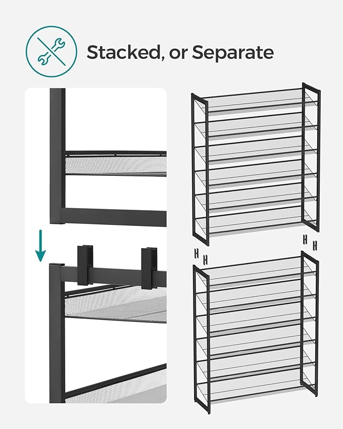 SONGMICS Shoe Rack, 12-Tier Shoe Organizer, Metal Shoe Storage - Image 7